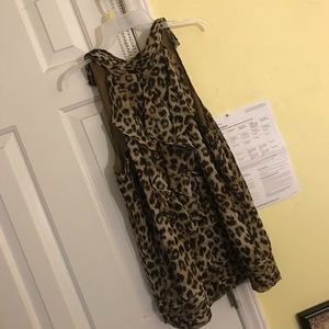 Sleeveless U Neck Animal Blouse